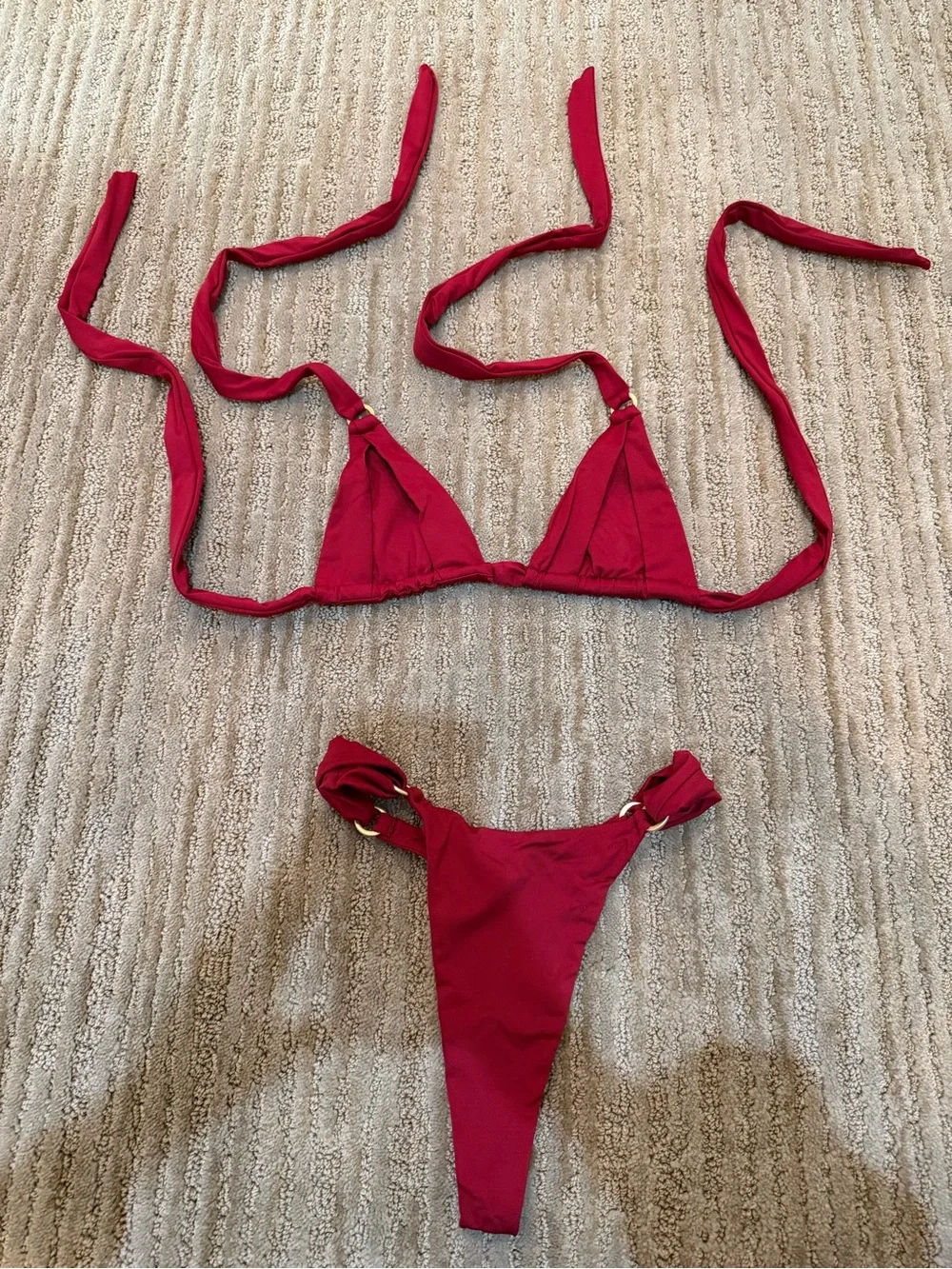 Monday Swimwear Red Triangle String Bikini
